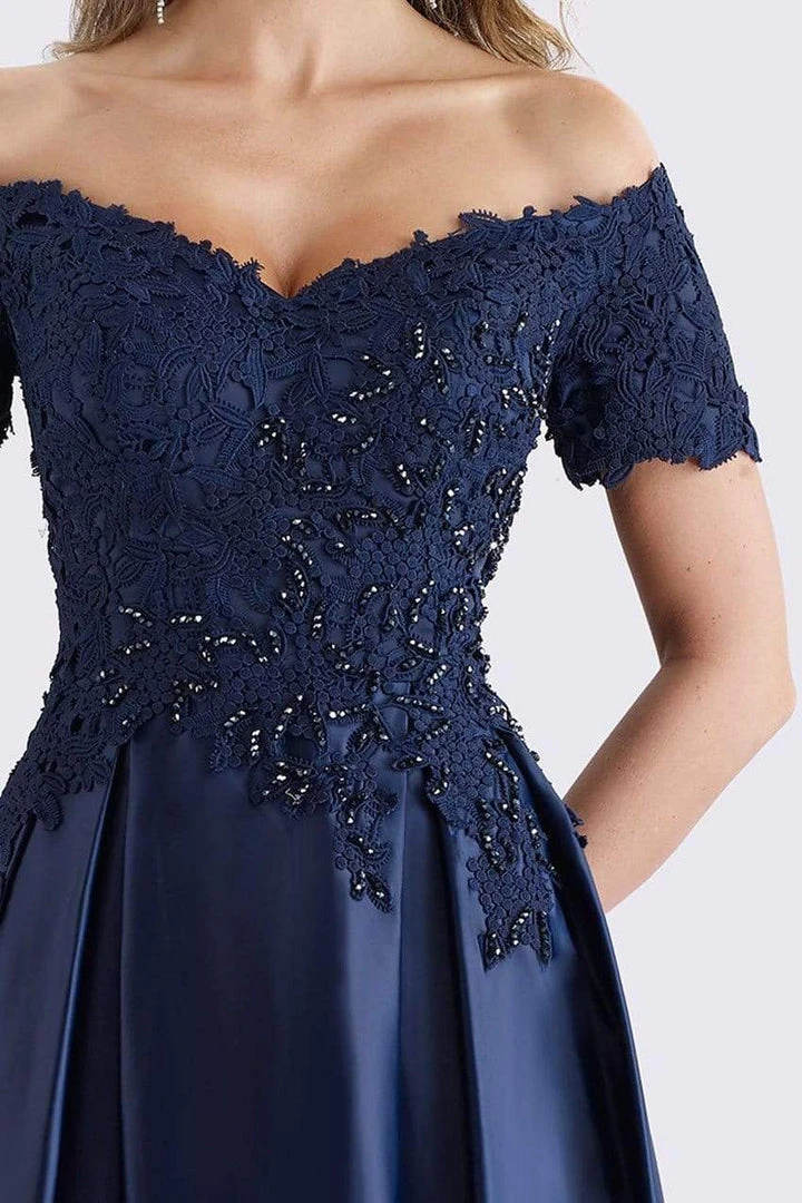 Feriani Couture - Beaded Off Shoulder Pleated Evening Gown 18657 - 1 Pc Navy In Sizes 6 Available 5 Feriani Couture - Beaded Off Shoulder Pleated Evening Gown 18657 - 1 Pc Navy In Sizes 6 Available
