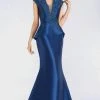 Feriani Couture - 18516 Embellished Deep V-neck Long Gown - 2 Pcs Silver In Size 12 And 14 Available