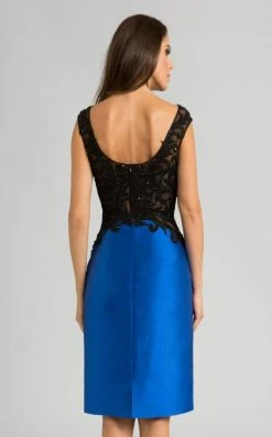 Cocktail Dresses Feriani Couture Beaded Cap Sleeves Sheath Short Dress 26246 - 2 Pcs Royal In Size 6 And Size 8 Available