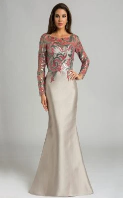 Feriani Couture - Embellished Fitted Long Sleeves Dress 18606