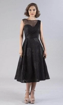 Feriani Couture - Illusion Bateau Lace Cocktail Dress 20518 - 1 Pc Black In Size 8 Available