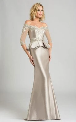 Feriani Couture - Off Shoulder Peplum Trumpet Gown 18574