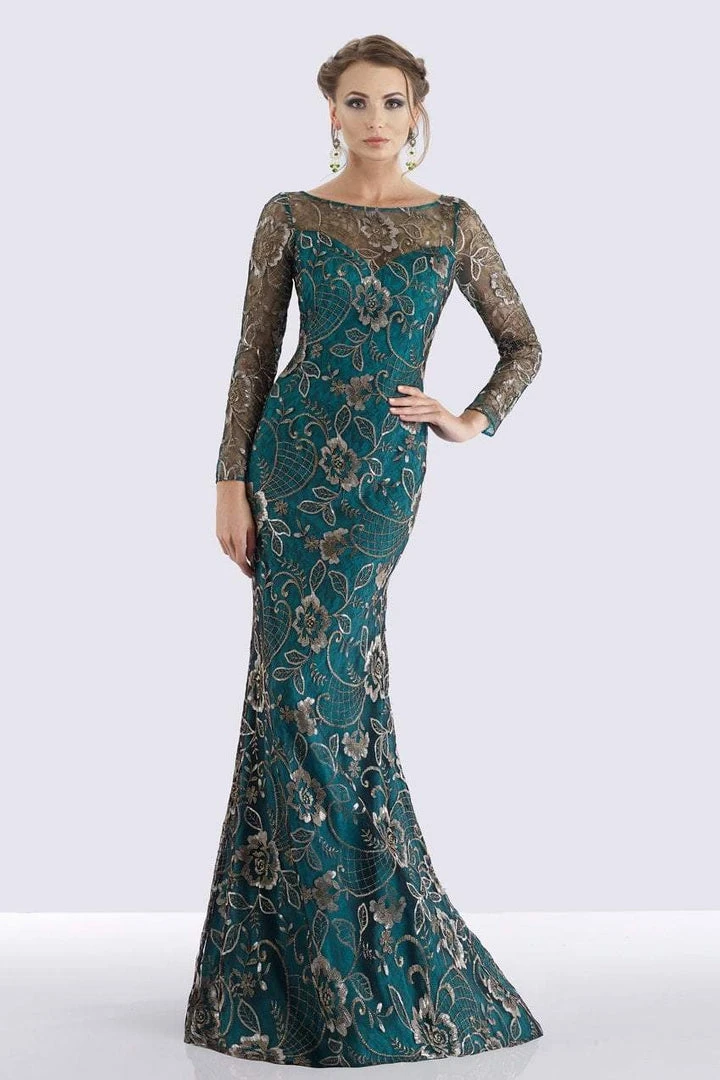 Formal Gowns Feriani Couture - Sequined Floral Long Sleeve Gown 18718 - 1 Pc Navy In Size 12 Available 3 Formal Gowns Feriani Couture - Sequined Floral Long Sleeve Gown 18718 - 1 Pc Navy In Size 12 Available