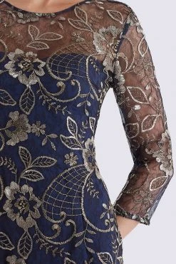Formal Gowns Feriani Couture - Sequined Floral Long Sleeve Gown 18718 - 1 Pc Navy In Size 12 Available 9 Formal Gowns Feriani Couture - Sequined Floral Long Sleeve Gown 18718 - 1 Pc Navy In Size 12 Available