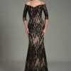 Formal Gowns Feriani Couture Sequined Foliage Off Shoulder Sheath Gown