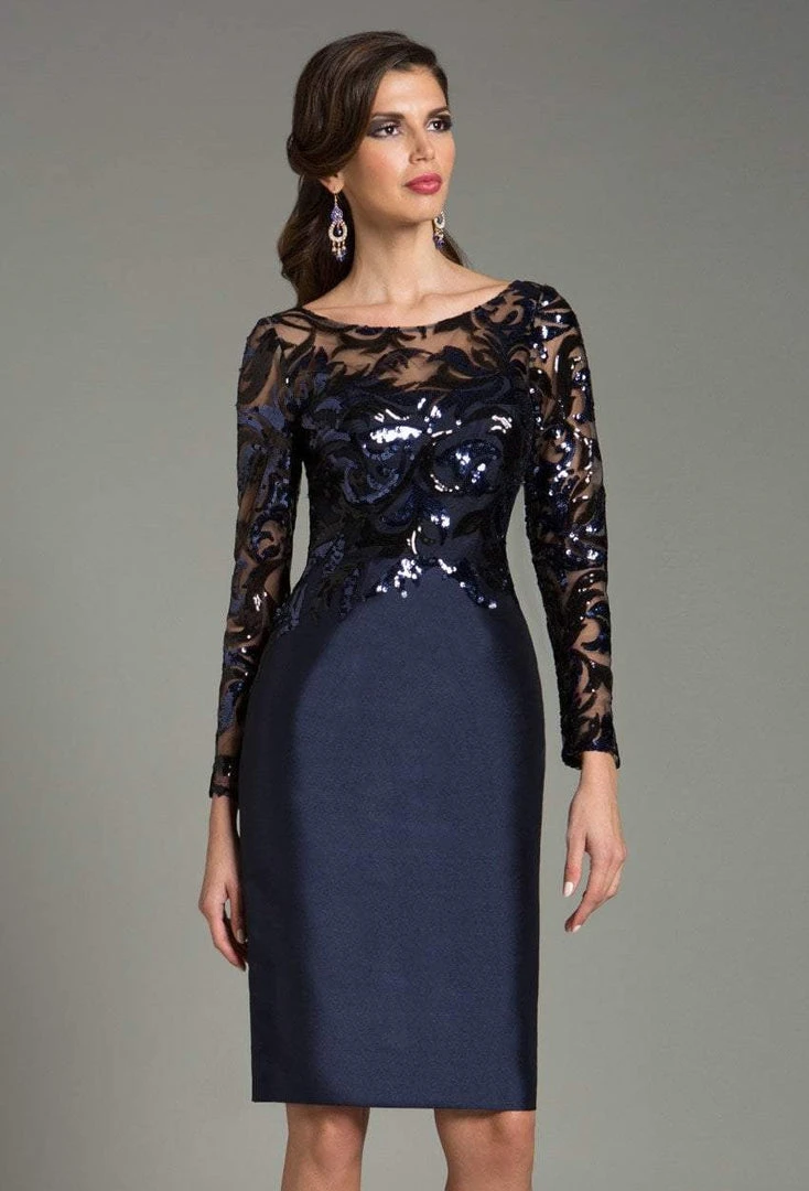 Cocktail Dresses Feriani Couture - Sequined Sheer Short Dress 18474 - 1 Pc Navy In Size 20 Available 3 Cocktail Dresses Feriani Couture - Sequined Sheer Short Dress 18474 - 1 Pc Navy In Size 20 Available