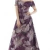 Formal Gowns Feriani Couture - Short Sleeve Floral Off Shoulder Dress 20116 - 1 Pc Purple In Size 16 Available 2 Formal Gowns Feriani Couture - Short Sleeve Floral Off Shoulder Dress 20116 - 1 Pc Purple In Size 16 Available