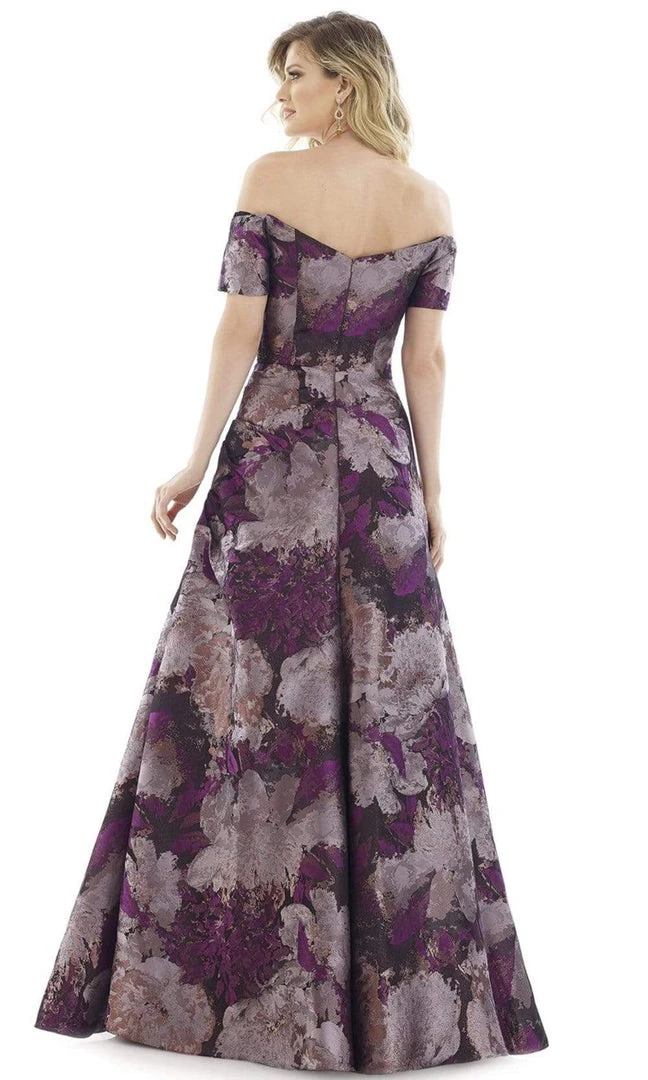 Formal Gowns Feriani Couture - Short Sleeve Floral Off Shoulder Dress 20116 - 1 Pc Purple In Size 16 Available 4 Formal Gowns Feriani Couture - Short Sleeve Floral Off Shoulder Dress 20116 - 1 Pc Purple In Size 16 Available