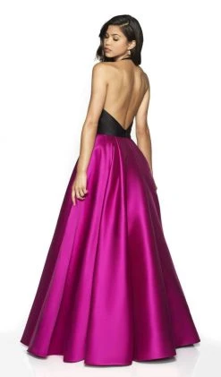 Blush By Alexia Designs Flair Prom - 19019 Two Tone Deep Halter V-neck Mikado Ballgown Formal Gowns