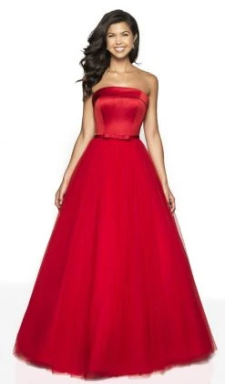Blush By Alexia Designs Flair Prom - 19022 Strapless Satin Bodice Bow Accent Tulle A-Line Gown Formal Gowns