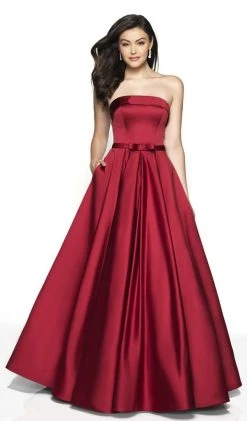 Blush By Alexia Designs Flair Prom - 19024 Strapless Fitted Bodice Bow Accent A-Line Gown