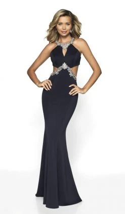 Blush By Alexia Designs Flair Prom - 19037 Embellished Halter Jersey Knit Mermaid Dress Formal Gowns