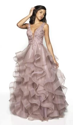Blush By Alexia Designs Flair Prom - 19052 Sleeveless Lace Top Draped Ruffles Tulle Gown