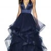 Blush By Alexia Designs Flair Prom - 19054 Satin Deep Halter V-neck Tulle Ballgown Formal Gowns