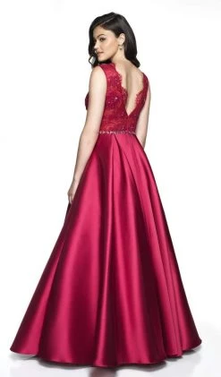 Blush By Alexia Designs Formal Gowns Flair Prom - 19057 Lace V-neck Mikado A-line Dress