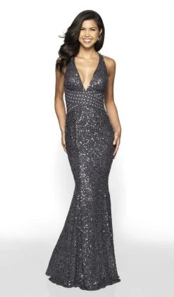 Blush By Alexia Designs Flair Prom - 19078 Allover Sequin Sleeveless V Neck Sheath Gown Formal Gowns