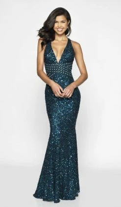 Blush By Alexia Designs Flair Prom - 19078 Allover Sequin Sleeveless V Neck Sheath Gown Formal Gowns 9 Blush By Alexia Designs Flair Prom - 19078 Allover Sequin Sleeveless V Neck Sheath Gown Formal Gowns