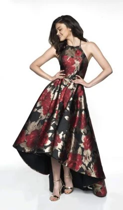 Blush By Alexia Designs Flair Prom - 19092 Halter Brocade High Low A-line Dress Formal Gowns