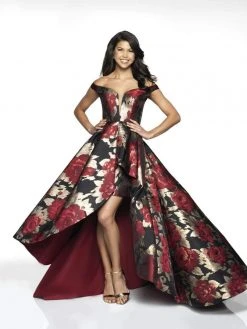 Blush By Alexia Designs Flair Prom - 19094 Brocade Off-Shoulder High Low A-line Dress