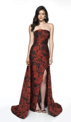 Blush By Alexia Designs Formal Gowns Flair Prom - 19096 Strapless Brocade Dress With Overskirt