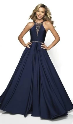 Blush By Alexia Designs Formal Gowns Flair Prom - 19105 Embellished Crepe Halter Ballgown