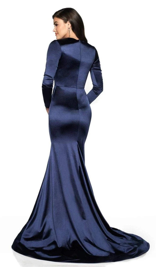 Blush By Alexia Designs Formal Gowns Flair Prom - 19144 Illusion Plunging Neck Long Sleeve Mermaid Gown 5 Blush By Alexia Designs Formal Gowns Flair Prom - 19144 Illusion Plunging Neck Long Sleeve Mermaid Gown