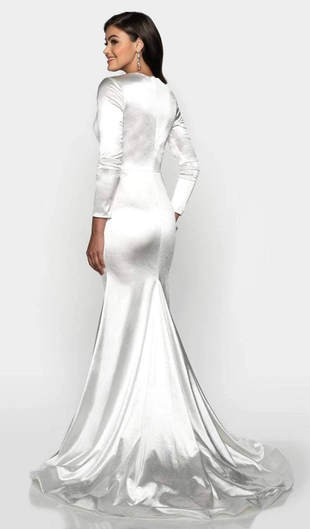 Blush By Alexia Designs Formal Gowns Flair Prom - 19144 Illusion Plunging Neck Long Sleeve Mermaid Gown 11 Blush By Alexia Designs Formal Gowns Flair Prom - 19144 Illusion Plunging Neck Long Sleeve Mermaid Gown