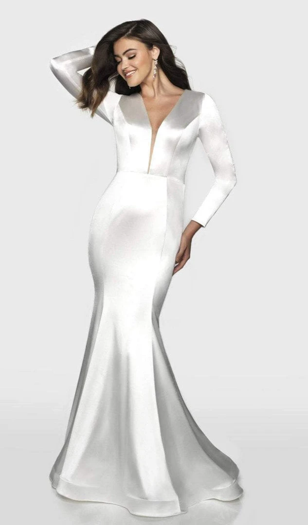 Blush By Alexia Designs Formal Gowns Flair Prom - 19144 Illusion Plunging Neck Long Sleeve Mermaid Gown 10 Blush By Alexia Designs Formal Gowns Flair Prom - 19144 Illusion Plunging Neck Long Sleeve Mermaid Gown