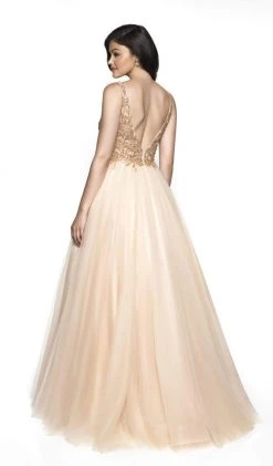 Blush By Alexia Designs Flair Prom - 19201 Applique Deep V-neck Tulle Ballgown
