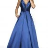 Blush By Alexia Designs Flair Prom - 19202 Plunging V-Neck A-Line Gown Formal Gowns