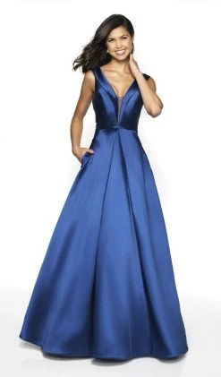 Blush By Alexia Designs Flair Prom - 19202 Plunging V-Neck A-Line Gown Formal Gowns