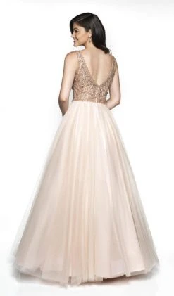 Blush By Alexia Designs Flair Prom - 19210 Plunging Illusion Beaded Bodice Tulle Gown