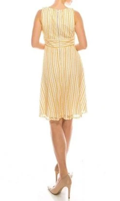 Gabby Skye - 18852M Sleeveless Crochet Stripe A-Line Dress Cocktail Dresses