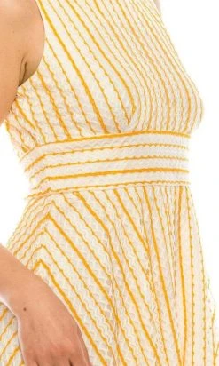 Gabby Skye - 18852M Sleeveless Crochet Stripe A-Line Dress Cocktail Dresses