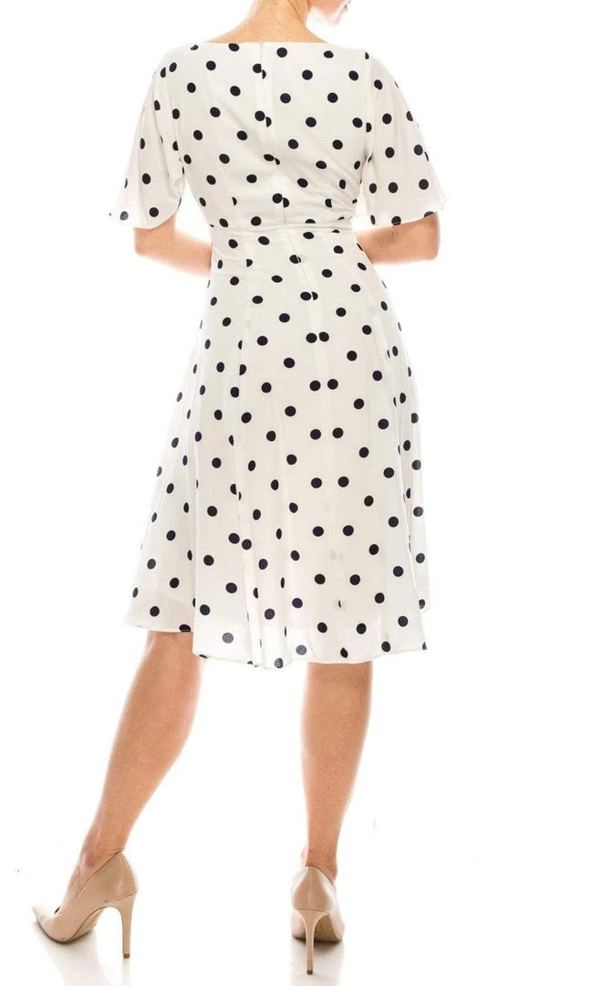 Gabby Skye - 19463M Flounce Sleeve Polka Dot A-Line Dress Cocktail Dresses 8 Gabby Skye - 19463M Flounce Sleeve Polka Dot A-Line Dress Cocktail Dresses