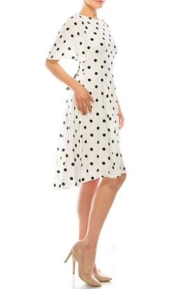 Gabby Skye - 19463M Flounce Sleeve Polka Dot A-Line Dress Cocktail Dresses 12 Gabby Skye - 19463M Flounce Sleeve Polka Dot A-Line Dress Cocktail Dresses