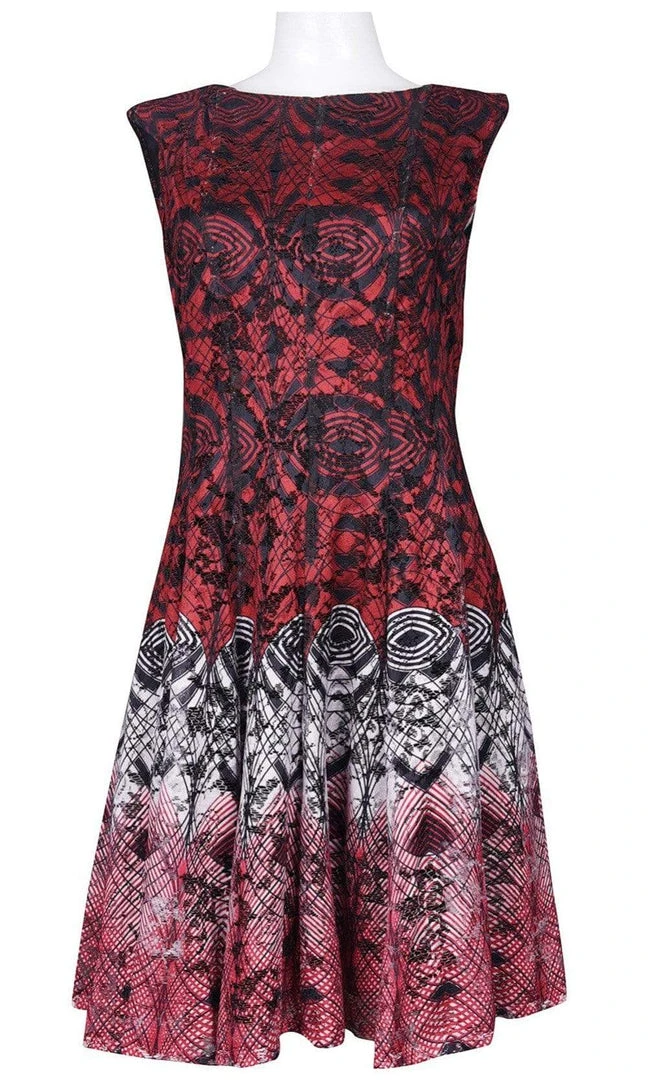 Gabby Skye - 56339MG Multi-Print Gradient Knit Lace A-Line Dress 7 Gabby Skye - 56339MG Multi-Print Gradient Knit Lace A-Line Dress