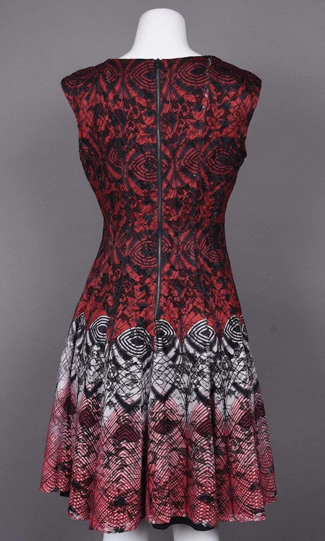 Gabby Skye - 56339MG Multi-Print Gradient Knit Lace A-Line Dress 8 Gabby Skye - 56339MG Multi-Print Gradient Knit Lace A-Line Dress