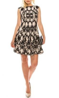 Cocktail Dresses Gabby Skye - 57289MG Chandelier Print Flocked Velvet Cocktail Dress