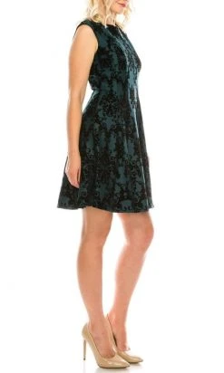 Cocktail Dresses Gabby Skye - 57289MG Chandelier Print Flocked Velvet Cocktail Dress