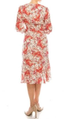 Prom Dresses Gabby Skye - 57372MG Floral Paisley Printed Faux Wrap Dress