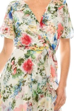 Gabby Skye - 57524MG Floral Faux Wrap Dress
