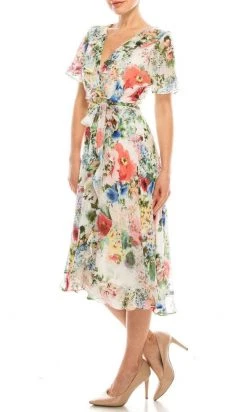 Gabby Skye - 57524MG Floral Faux Wrap Dress
