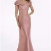 Gia Franco - Tiered Off-Shoulder Lace Appliqued Evening Gown 12005 - 1 Pc Rose In Size 14 Available Formal Gowns