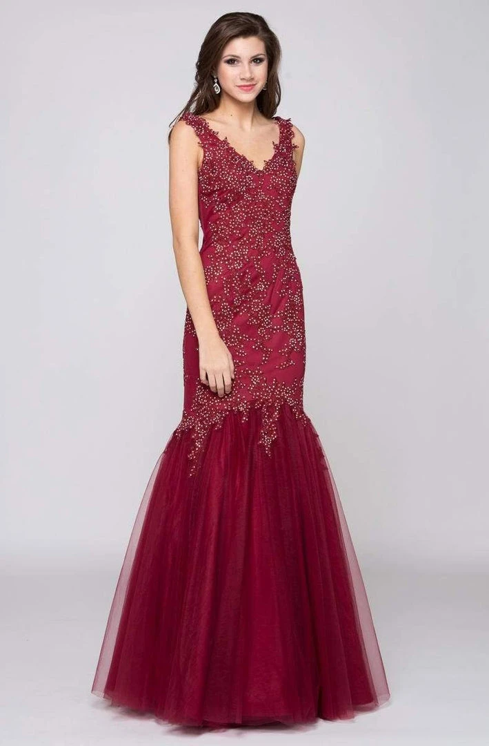 Colors Dress Formal Gowns Glow By Colors - G290-1 V-neck Beaded Lace Mermaid Gown 3 Colors Dress Formal Gowns Glow By Colors - G290-1 V-neck Beaded Lace Mermaid Gown