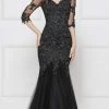 Colors Dress Glow By Colors - G290SL-1 Embellished Lace V-neck Trumpet Dress Formal Gowns 2 Colors Dress Glow By Colors - G290SL-1 Embellished Lace V-neck Trumpet Dress Formal Gowns
