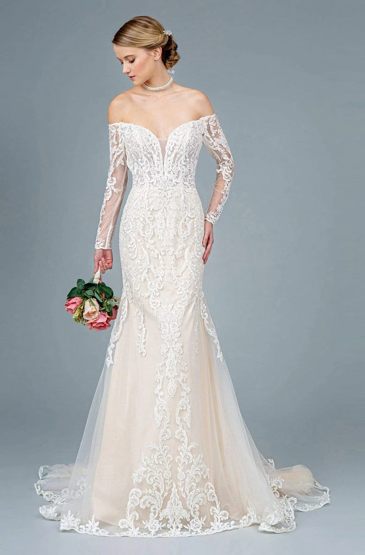 Formal Gowns GLS By Gloria - GL1801 Embroidered Deep Off-Shoulder Trumpet Dress 3 Formal Gowns GLS By Gloria - GL1801 Embroidered Deep Off-Shoulder Trumpet Dress