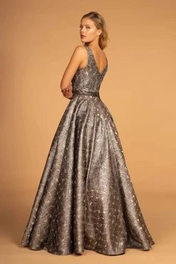 Formal Gowns GLS By Gloria - GL2539 Embroidered Deep V-neck Jacquard Ballgown 7 Formal Gowns GLS By Gloria - GL2539 Embroidered Deep V-neck Jacquard Ballgown