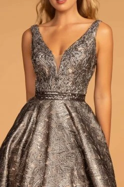 Formal Gowns GLS By Gloria - GL2539 Embroidered Deep V-neck Jacquard Ballgown 8 Formal Gowns GLS By Gloria - GL2539 Embroidered Deep V-neck Jacquard Ballgown