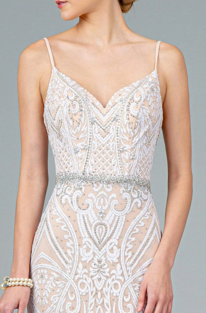 GLS By Gloria - GL2930 V-Neck Glitter Mesh Trumpet Dress 5 GLS By Gloria - GL2930 V-Neck Glitter Mesh Trumpet Dress